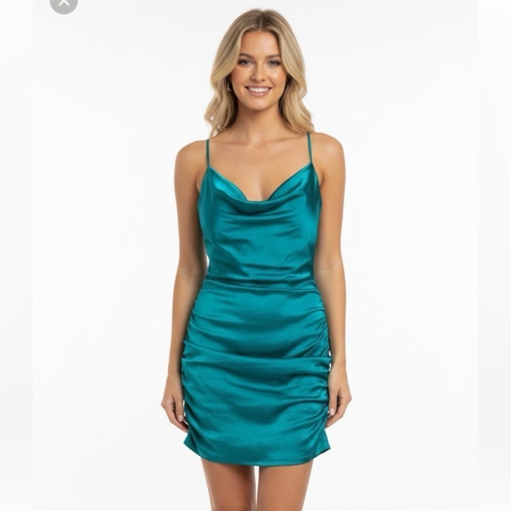 Nastygal sexy green slip dress size small